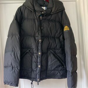 Polo Jeans Ralph Lauren Jacket Womens L Black Down Puffer Removable Hood ZipSnap